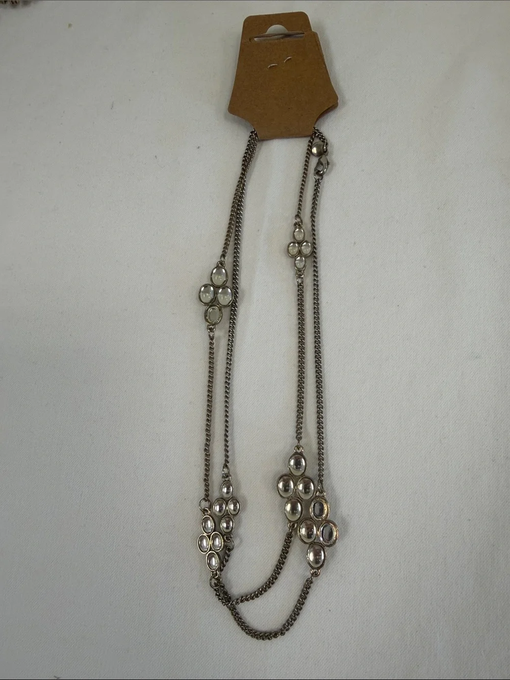 J. Crew Factory Silver-Tone Multi-Strand Necklace with Clear Stones